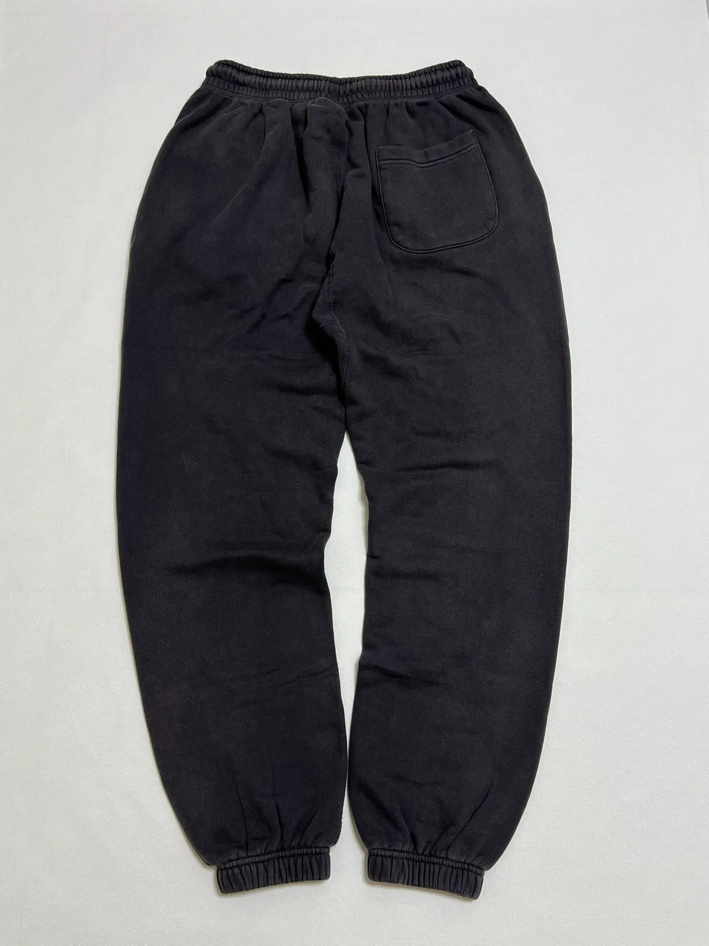 SAINT Mxxxxxx ANGEL SWEAT PANTS/BLK Angel Reborn Crack Print Distressed Sweatpants, Washed Black S-XL Assute Dyeing, Full Spray Fade, Heavy Fermentation Washing, Made with NEW VINTAGE Texture, Four Needles and Six Threads from the Factory, Boneless Patchwork, More Comfortable to Wear, Genuine Level Crack Print/Accessories Restored